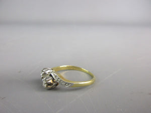 18K Gold & Platinum Engagement Style Diamond Ring Vintage c1980