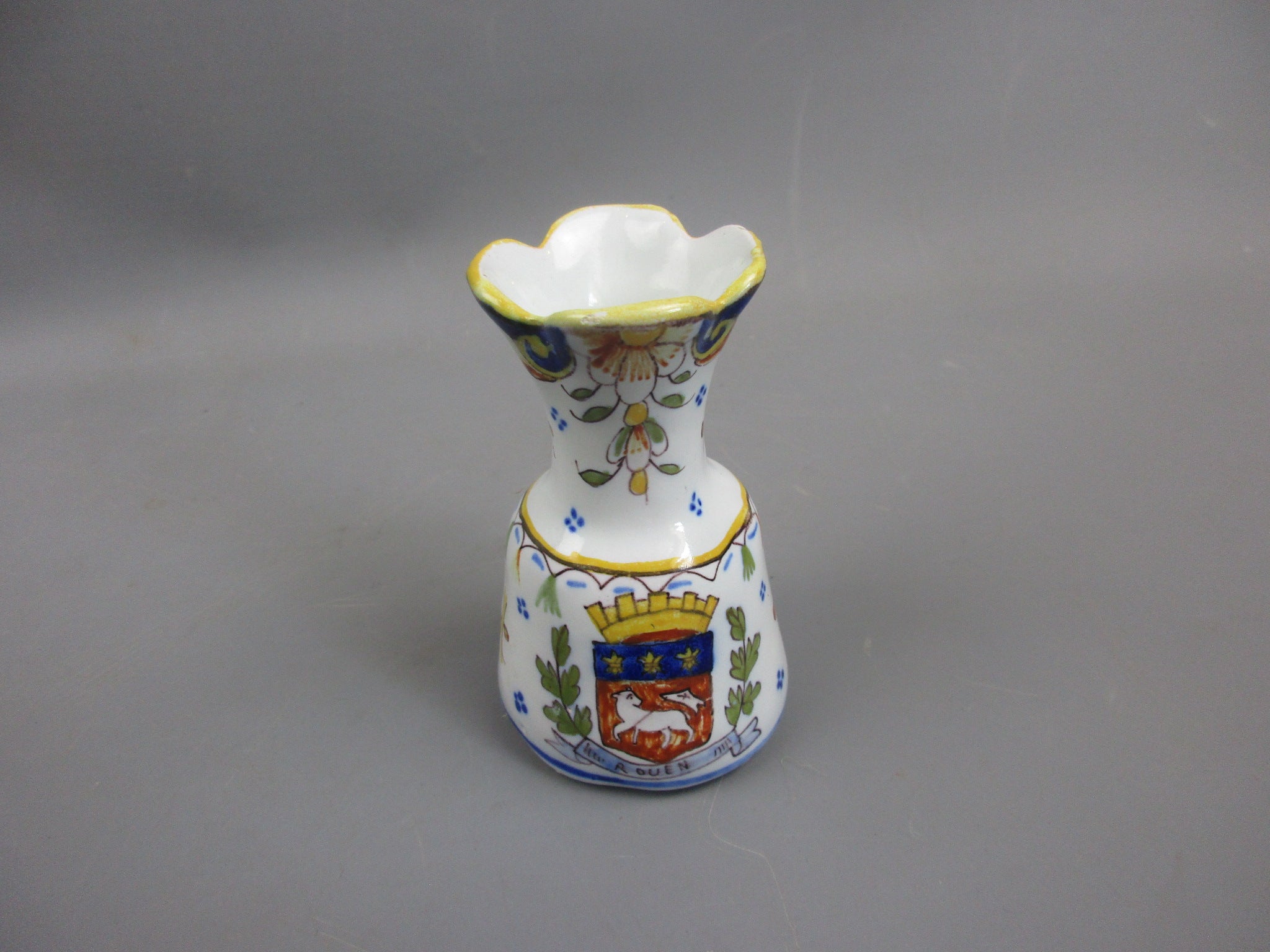 Hand Painted French Rouen Vase Antique Victorian c1850