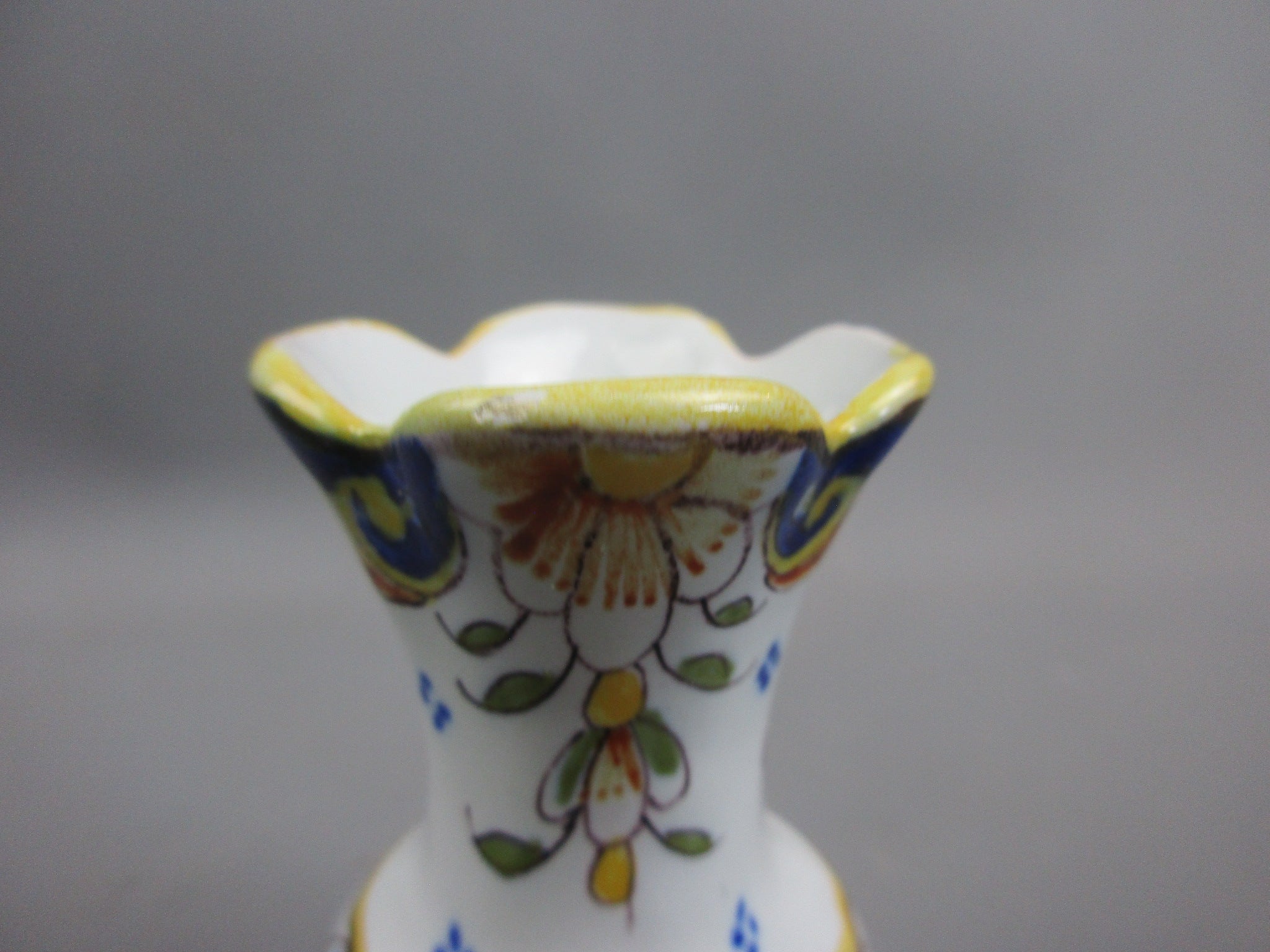 Hand Painted French Rouen Vase Antique Victorian c1850
