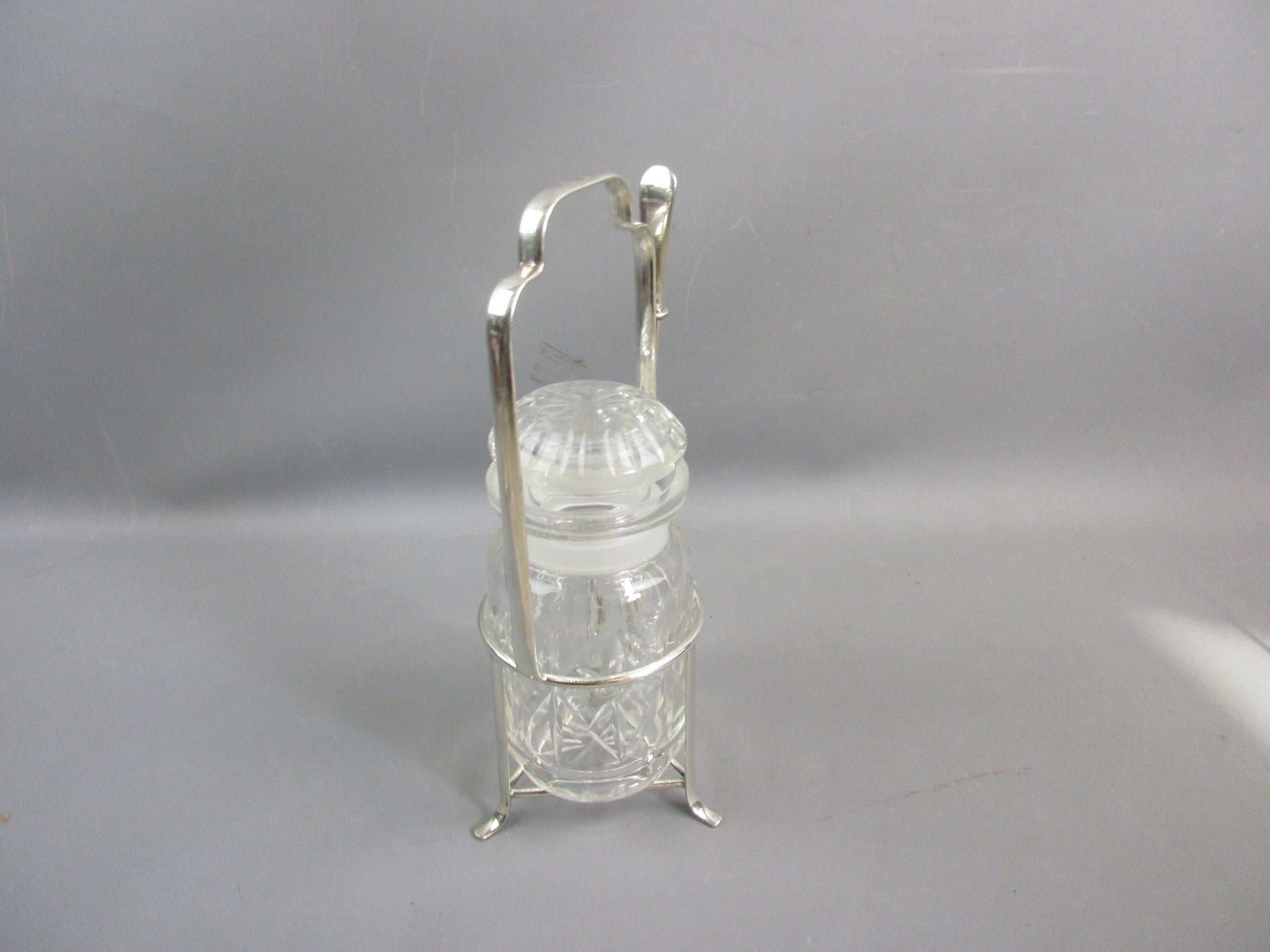 Silver Plate & Glass Pickle Jar Holder Antique Victorian c1880