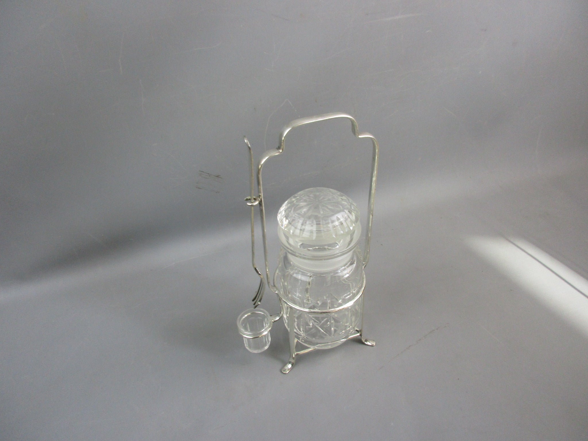 Silver Plate & Glass Pickle Jar Holder Antique Victorian c1880
