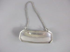 Sterling Silver Sherry Decanter Label Vintage Mid Century Sheffield 1949