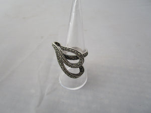 Sterling Silver And Marcasite Swirl Ring Vintage c1980