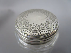 Sterling Silver And Cut Glass Dressing Table Pot Antique Victorian London 1892