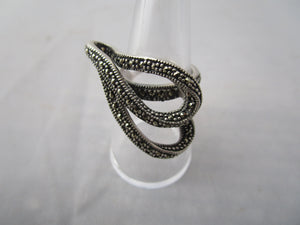 Sterling Silver And Marcasite Swirl Ring Vintage c1980