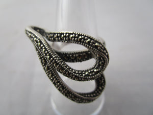 Sterling Silver And Marcasite Swirl Ring Vintage c1980