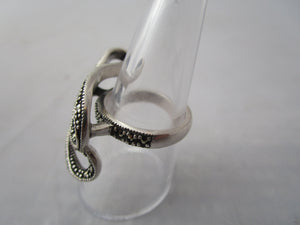 Sterling Silver And Marcasite Swirl Ring Vintage c1980