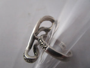Sterling Silver And Marcasite Swirl Ring Vintage c1980