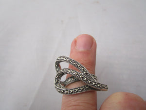 Sterling Silver And Marcasite Swirl Ring Vintage c1980