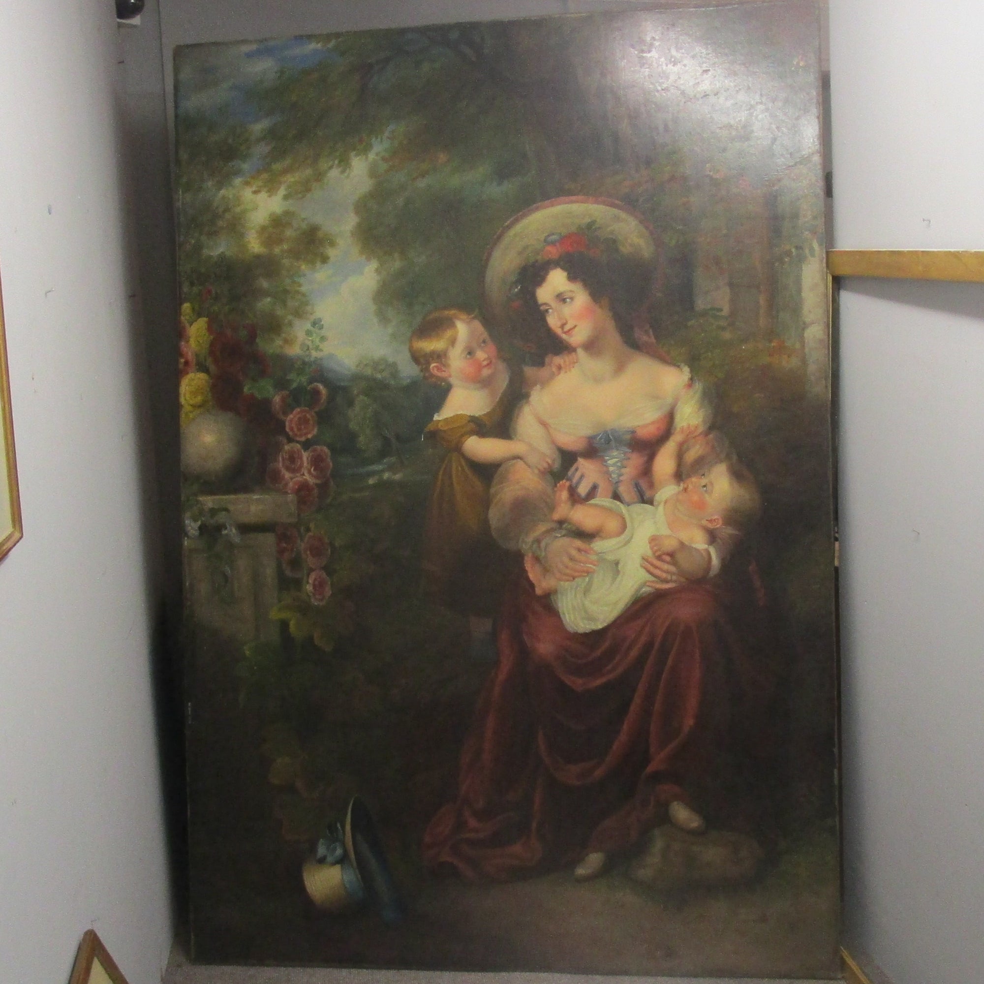 Very Large School Of Pickersgill Oil Painting Of A Mother And Children Antique Georgian c1820