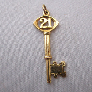 9k Gold 21st Birthday Key To The Door Pendant Charm Vintage Birmingham 1996