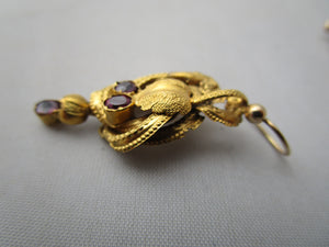 15k Gold And Amethyst Dangling Drop Earrings Antique Victorian c1880