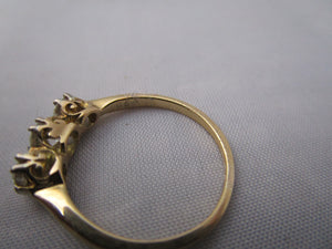 18k Yellow Gold And Diamond Trilogy Ring Vintage c1980