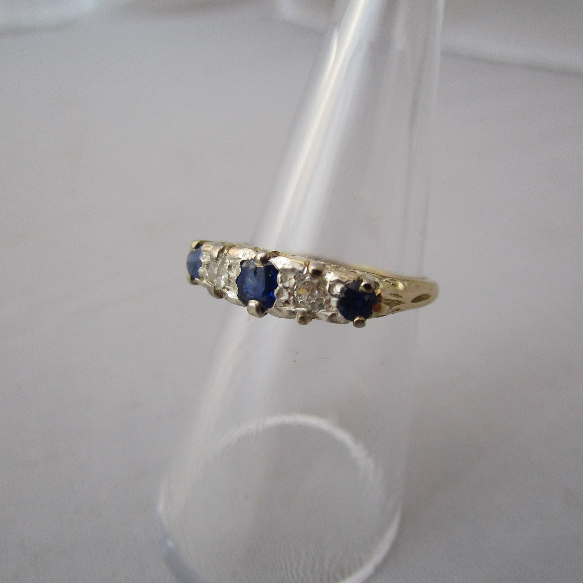 18k Yellow Gold And Platinum Sapphire And Diamond Eternity Ring Antique Edwardian c1910