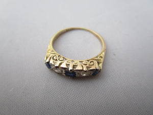 18k Yellow Gold And Platinum Sapphire And Diamond Eternity Ring Antique Edwardian c1910