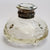 Sterling Silver Lidded Hand Blown Glass Dimple Pattern Desk Ink Well Antique Edwardian Circa 1906