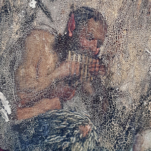 Rare Oil Painting On Board Of Greek God Pan Playing Pipes To Nymph Antique Georgian Circa 1820