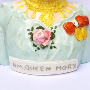 Queen Mary Stylised Bust Hand Painted Pottery Milk Jug King George V Antique Circa 1911