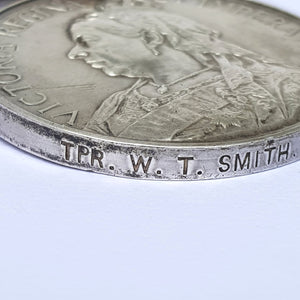Rare Second Boer War Silver Struck Medal Named TPR W.T Smith Nesbitt's Horse Antique Victorian Circa 1901