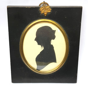 Fine Hand Drawn Ink Silhouette Of A The Lady Harriet Wood In Original Frame-Georgian circa 1821