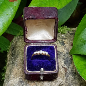 18k Gold Pearl And Diamond Eternity Ring Vintage c1980