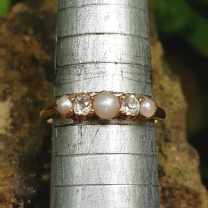 18k Gold Pearl And Diamond Eternity Ring Vintage c1980