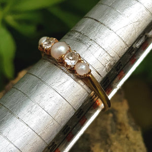 18k Gold Pearl And Diamond Eternity Ring Vintage c1980