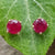 9k Gold Good Pair OF Synthetic Ruby Ear Studs Earrings Vintage Circa 1980's