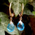 9k Gold Lovely Pair OF Blue Topaz Pear Drop Earrings Vintage Circa 1970's