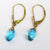 9k Gold Lovely Pair OF Blue Topaz Pear Drop Earrings Vintage Circa 1970's