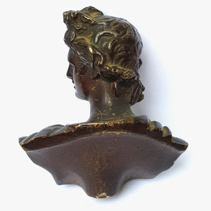 Bronze Bust Statue Figure Of A Roman Dignitary Antique Victorian Circa 1870