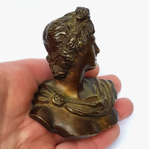 Bronze Bust Statue Figure Of A Roman Dignitary Antique Victorian Circa 1870