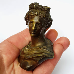 Bronze Bust Statue Figure Of A Roman Dignitary Antique Victorian Circa 1870