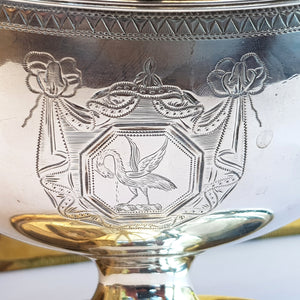 Fine English Sterling Silver Sugar Basket Phoenix Bird Crested Georgian London Circa 1789