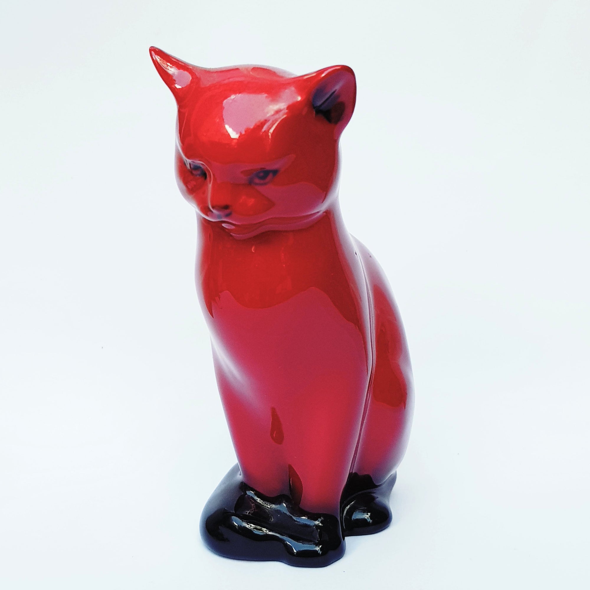 Royal Doulton Fine China Flambe Glaze Figurine Statue Of A Cat Vintage Circa 1950's