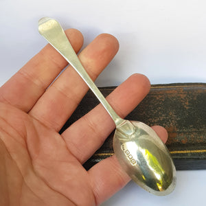 Sterling Silver Christening Spoon In Original Fitted Leather Case-Vintage Victorian Style London Circa 1930