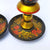 Good pair Of Hand Painted And Carved Fruit Decorated Wooden Candlesticks Eastern European Vintage Circa 1950's