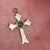 9k 9ct Gold Turquoise Cabochon Budded Cross Pendant Antique Edwardian Circa 1910