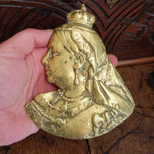 Queen Victoria Golden Jubilee Ornamental Bronze Shelf Plaque Mantle Bust Antique Circa 1887