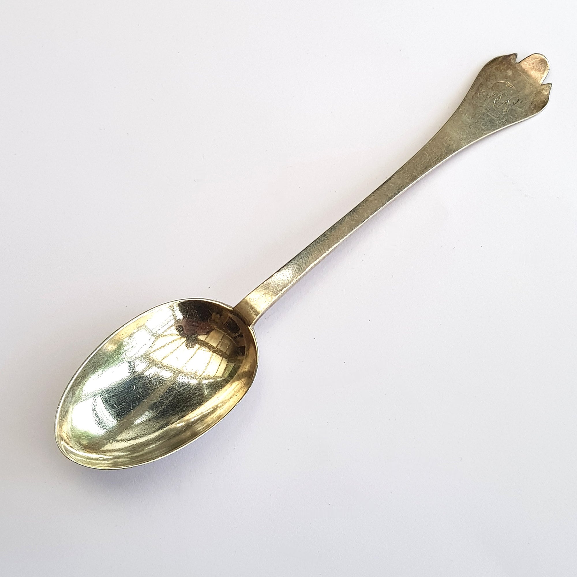 Rare English Sterling Silver Low Mark Dog Nose Pudding Spoon Monogram Engraved Antique London Circa 1892