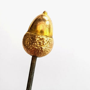 9k 9ct Yellow Gold Rare Acorn Finial Bonnet Pin Hat Pin Antique Victorian Circa 1880's