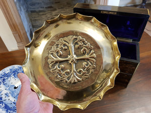 Ecclesiastical Tree of Life Repousse Bronze Offertory Dish Antique Tabernacle Victorian circa 1890