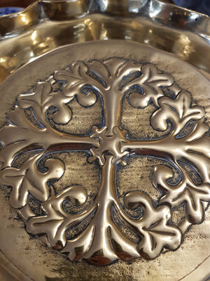 Ecclesiastical Tree of Life Repousse Bronze Offertory Dish Antique Tabernacle Victorian circa 1890