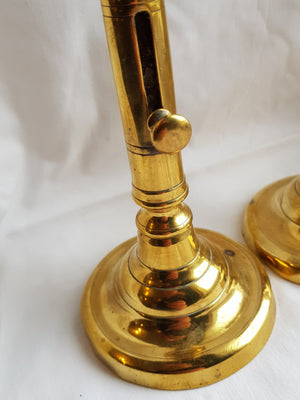 Good Pair Of Matching Bronze Candlesticks With Pushers Antique Victorian circa 1850's