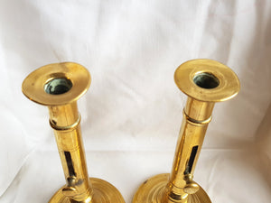 Good Pair Of Matching Bronze Candlesticks With Pushers Antique Victorian circa 1850's