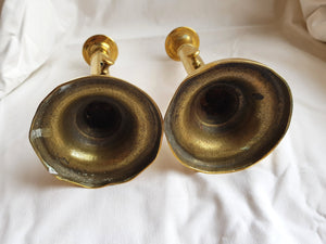 Good Pair Of Matching Bronze Candlesticks With Pushers Antique Victorian circa 1850's