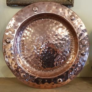 Quality Artisan Brazier Crafted Large Copper Plate Dish Charger Antique Victorian Circa 1900