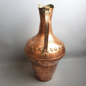 Superb Artisan Brazier Crafted Large Copper Ewer Vase Antique Victorian Circa 1880