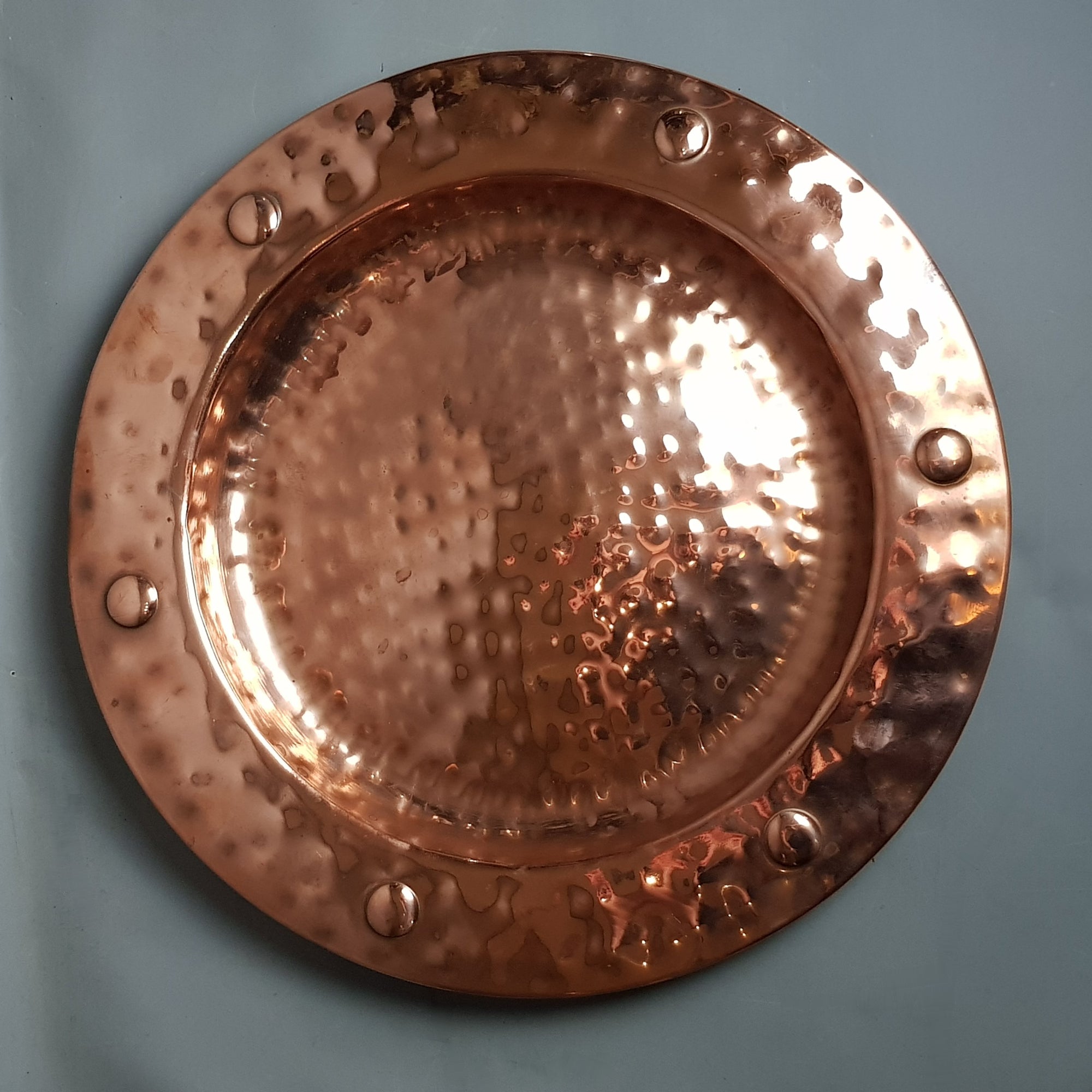 Quality Artisan Brazier Crafted Large Copper Plate Dish Charger Antique Victorian Circa 1900