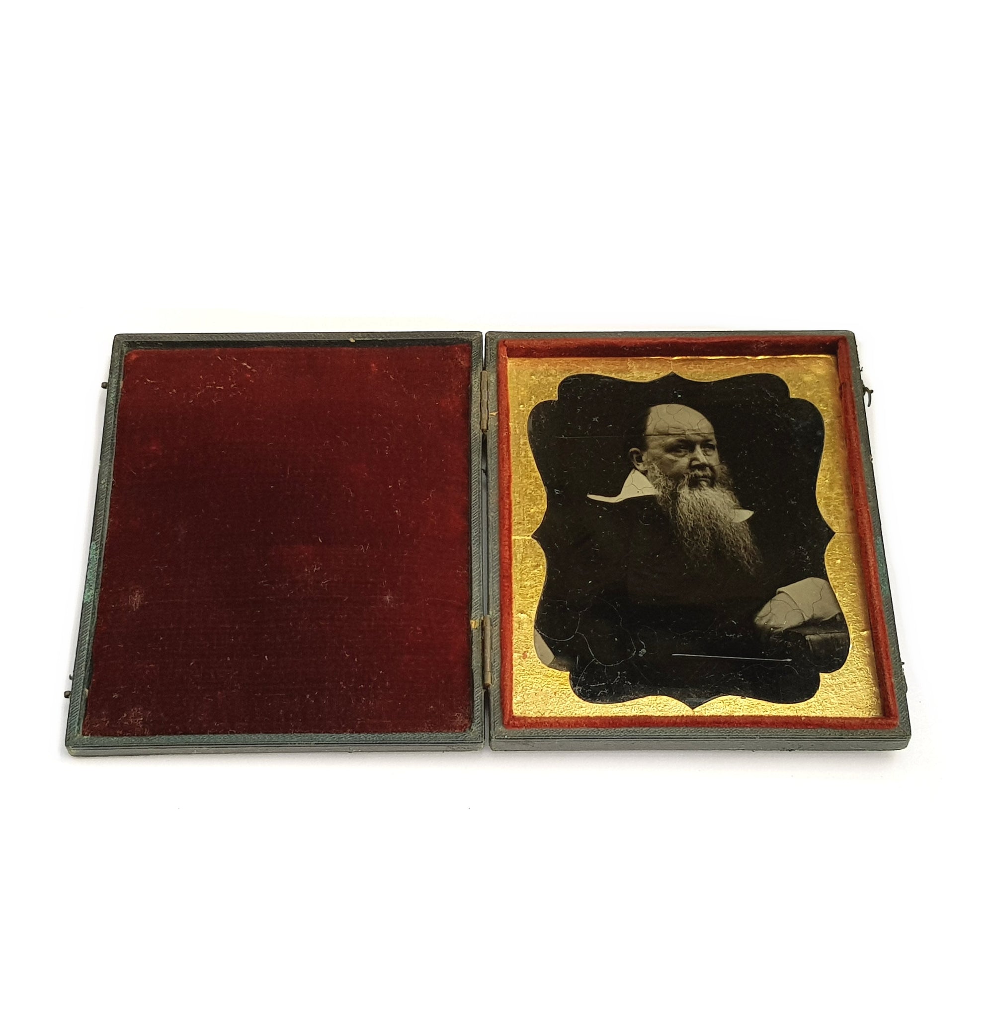 Rare Large Ambrotype Photograph In Leather Case Of Reverend Hebeck circa 1859